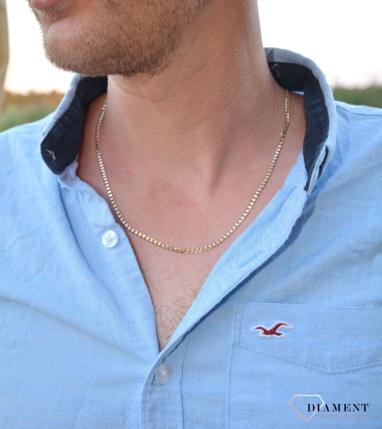 Złoty łańcuszek grawerowana pancerka 585 PAVE  (2).jpg